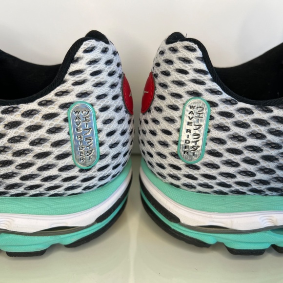 Mizuno Running Shoes Wave Rider 18 - X10 - U4ic Black/Silver/Teal Size 9 Women - Picture 2 of 16